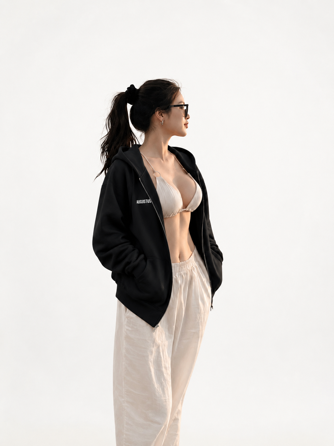 AUGUSTUS ATELIER Zip Hoodie Black