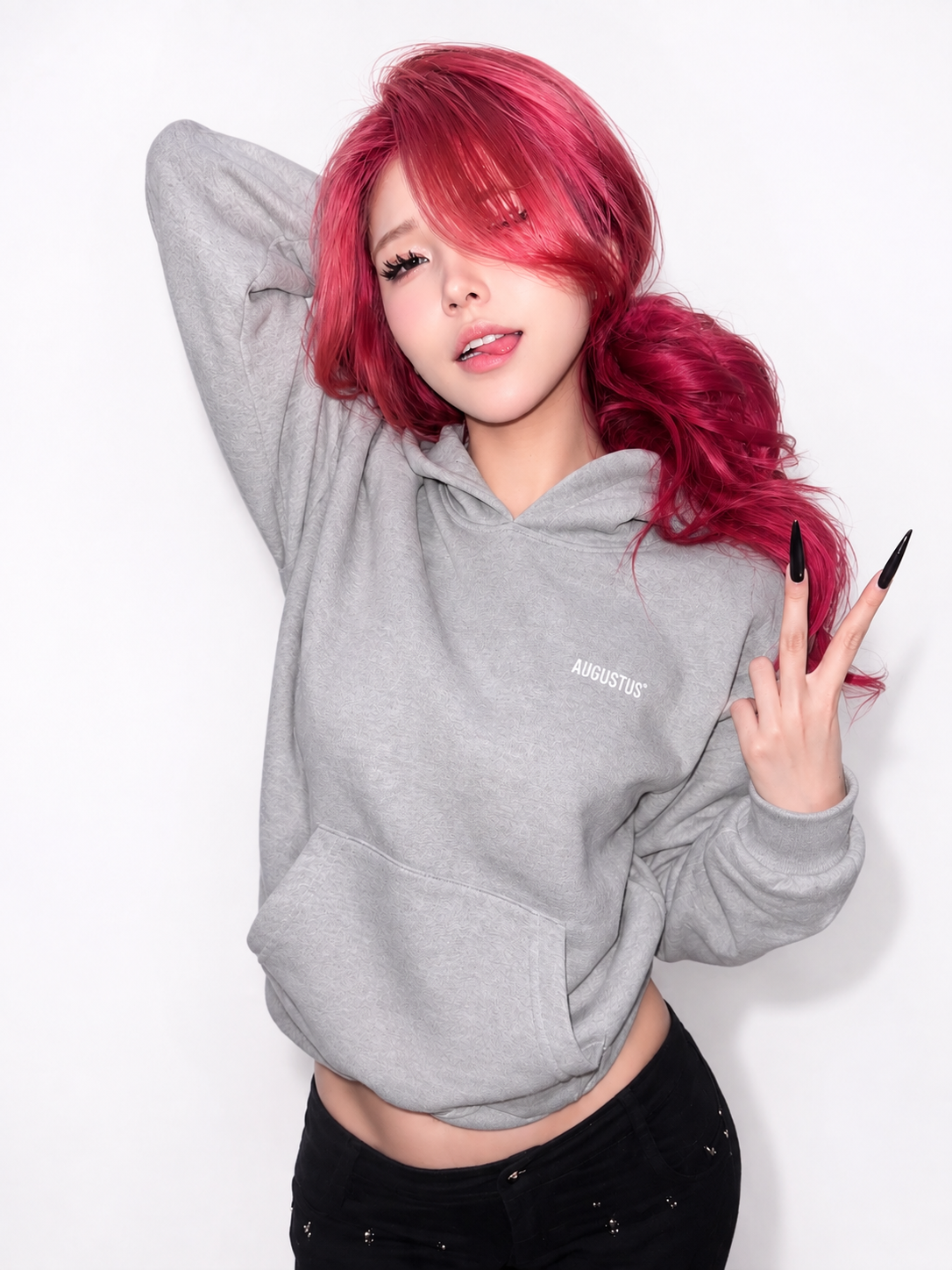 AUGUSTUS ATELIER Arch Logo Hoodie Heather Grey